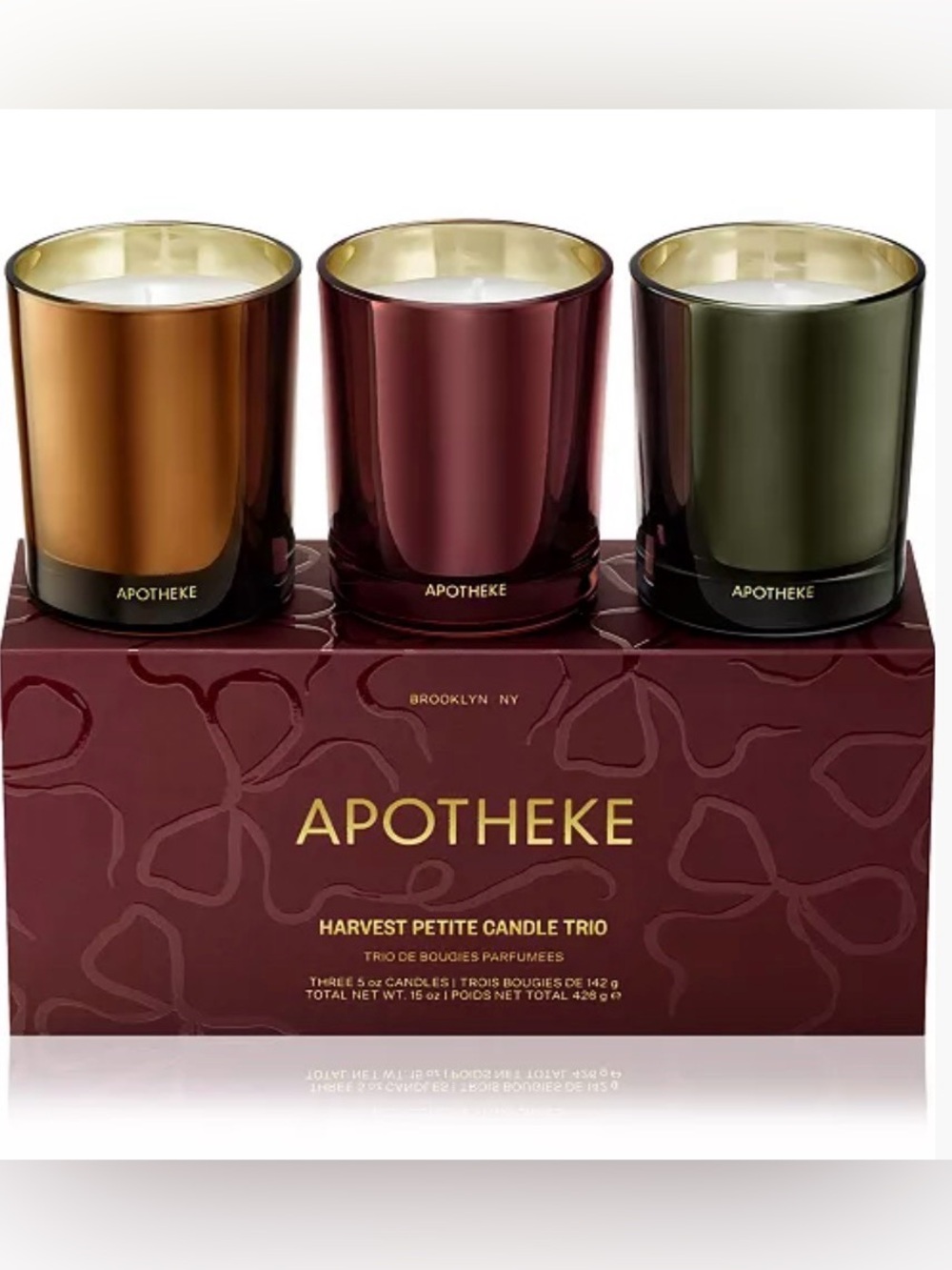 APOTHEKE Harvest Petite Candle Trio - Cherry, Pumpkin, & Juniper (New In Box)